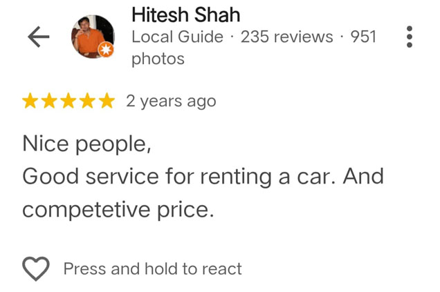 Google review screenshot 5 for Kuldaivat Tours & Travels