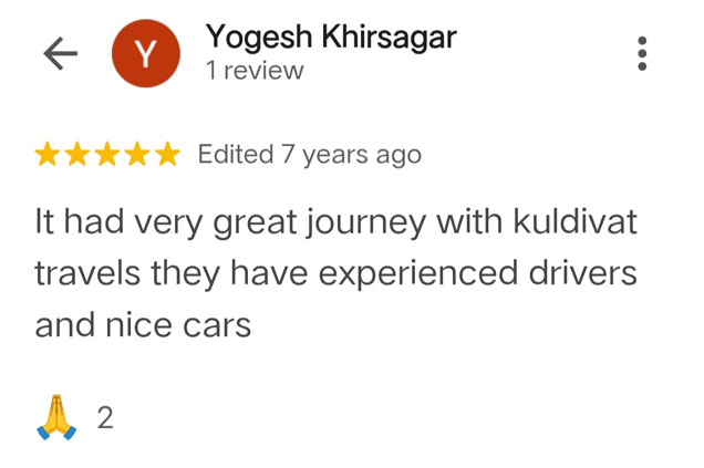 Google review screenshot 8 for Kuldaivat Tours & Travels